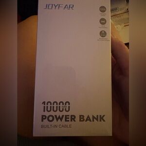 Joyfar White Power Bank with Built-In Cable 10000